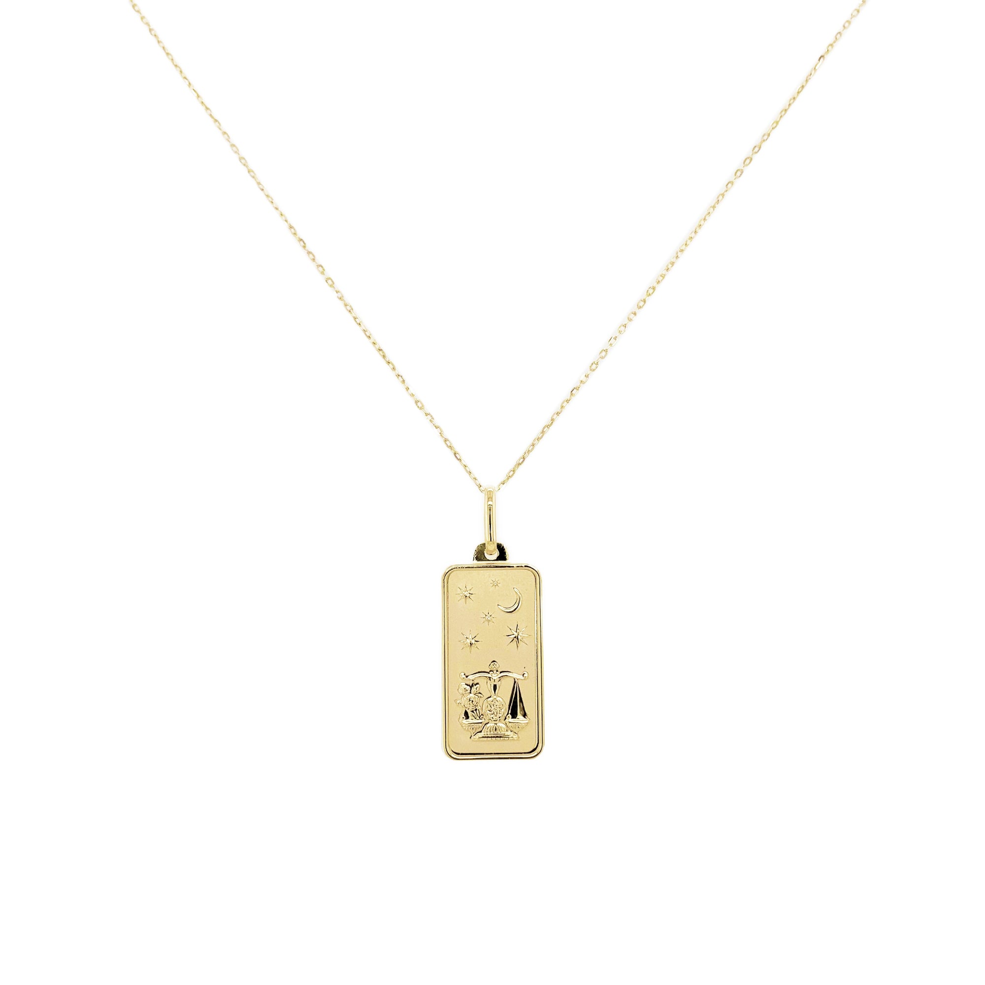 14K Gold Zodiac Dog Tag Necklace