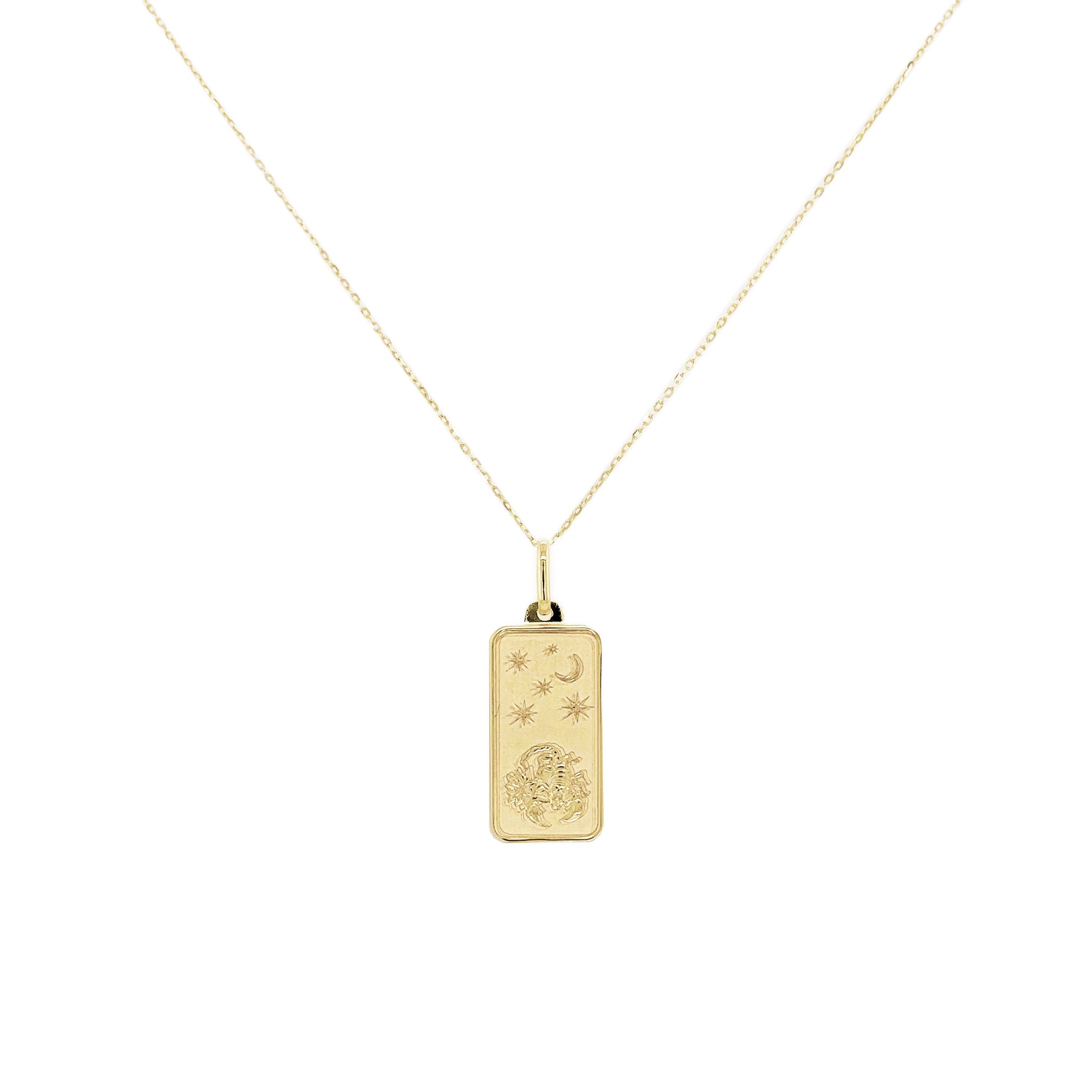 14K Gold Zodiac Dog Tag Necklace
