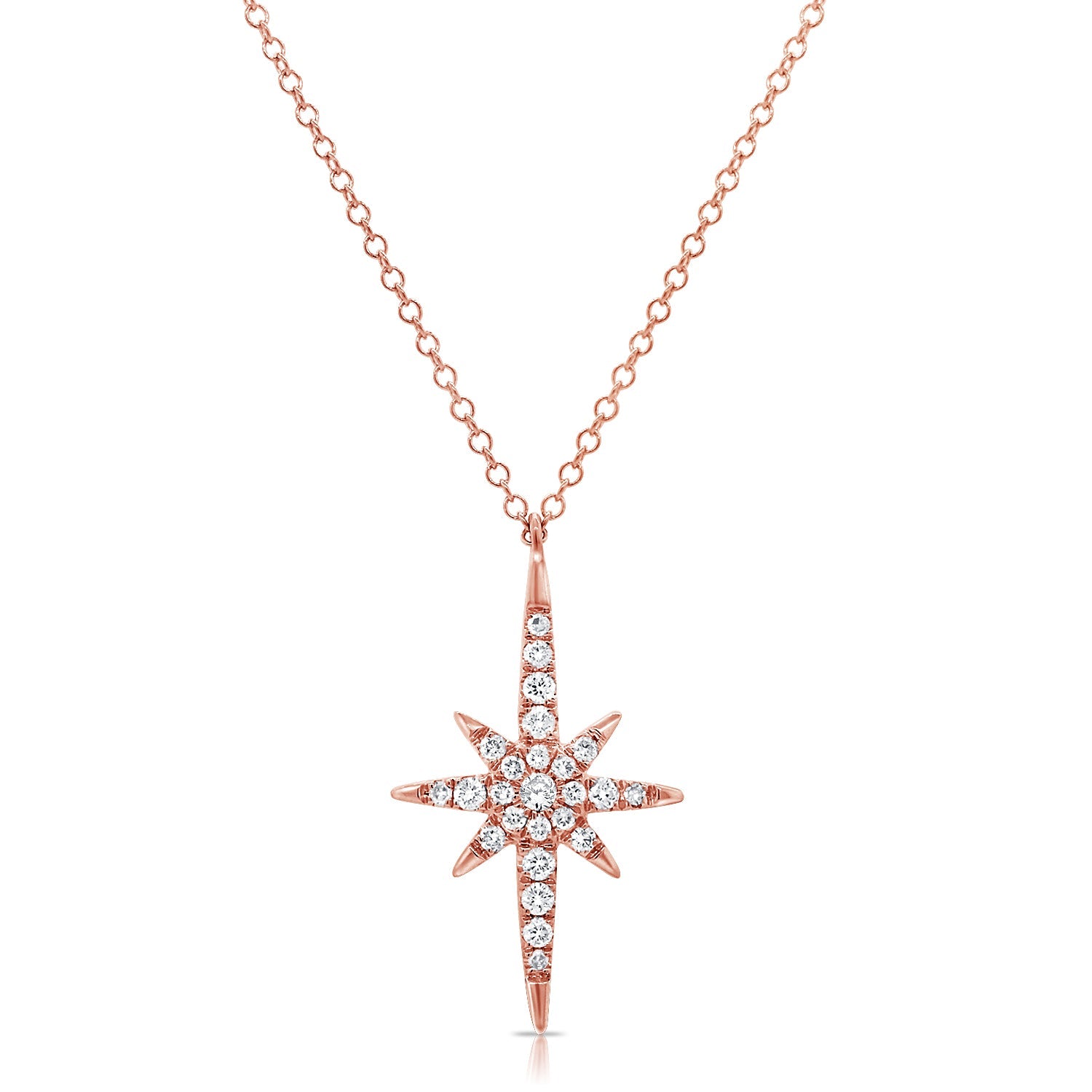 14K Gold & Diamond Star Necklace - Rose