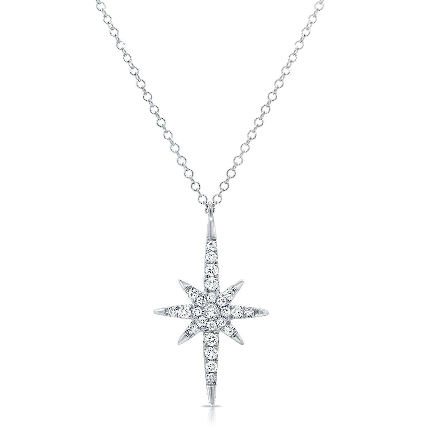 14K Gold & Diamond Star Necklace - White