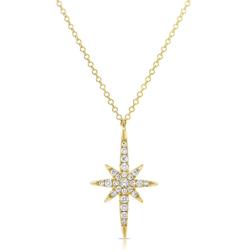 14K Gold & Diamond Star Necklace - Yellow