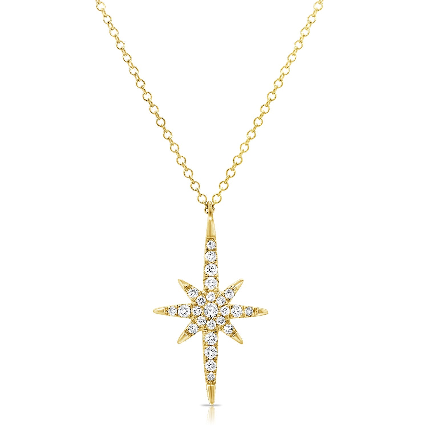 14K Gold & Diamond Star Necklace - Yellow