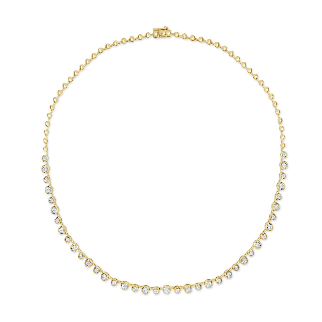 14K Gold Diamond Bezel Station Necklace - Yellow