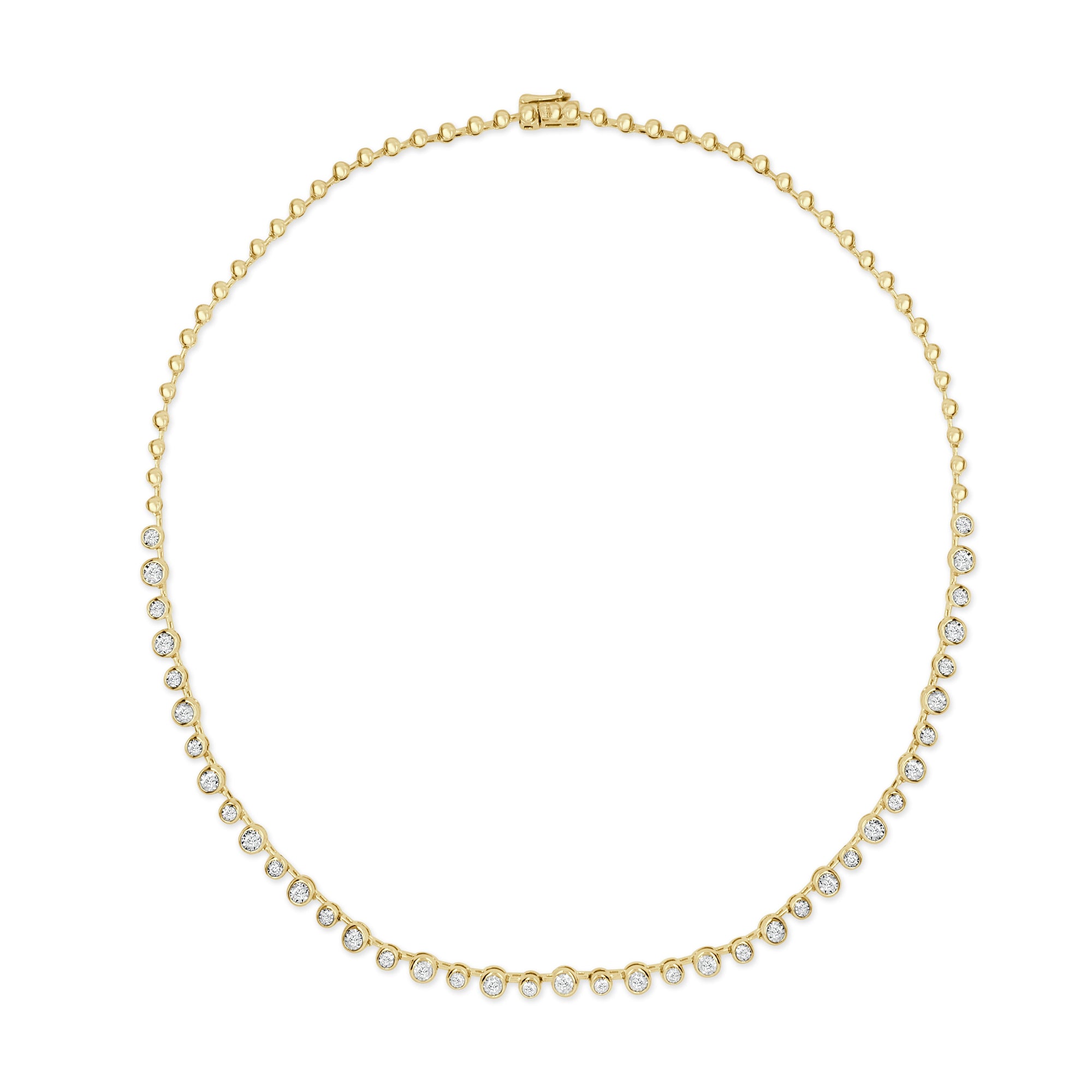 14K Gold Diamond Bezel Station Necklace - Yellow