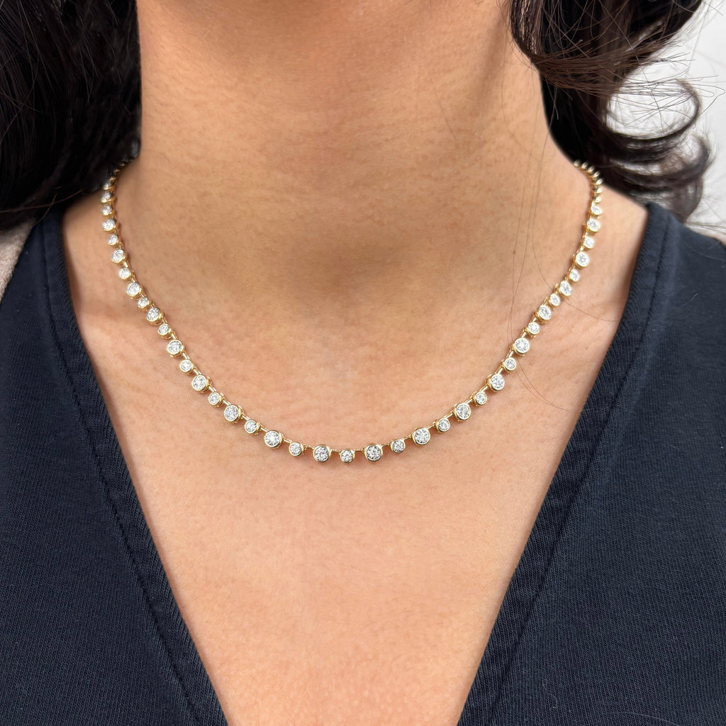 Diamond Bezel Necklace, 14K