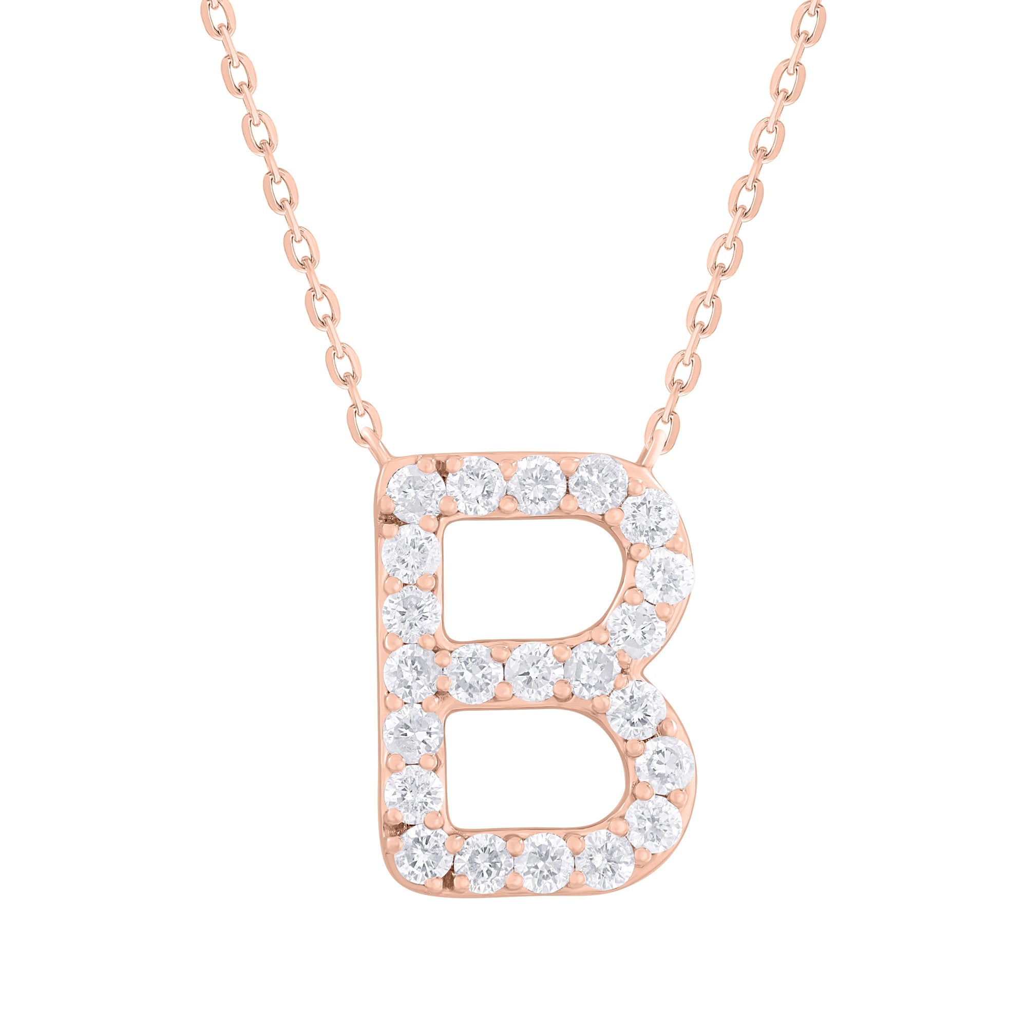 14K Gold Diamond Initial Necklace – 0.34ct - Rose