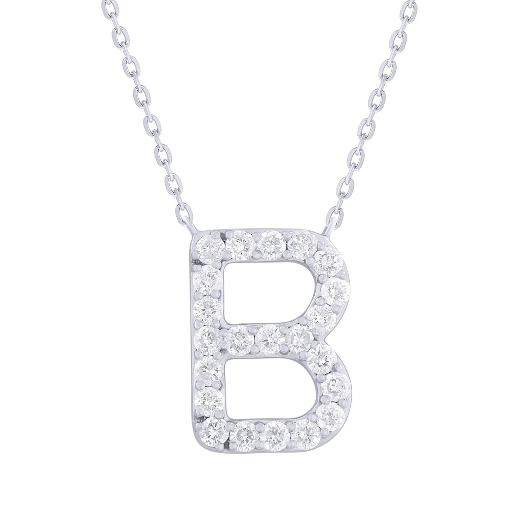 14K Gold Diamond Initial Necklace – 0.34ct - White
