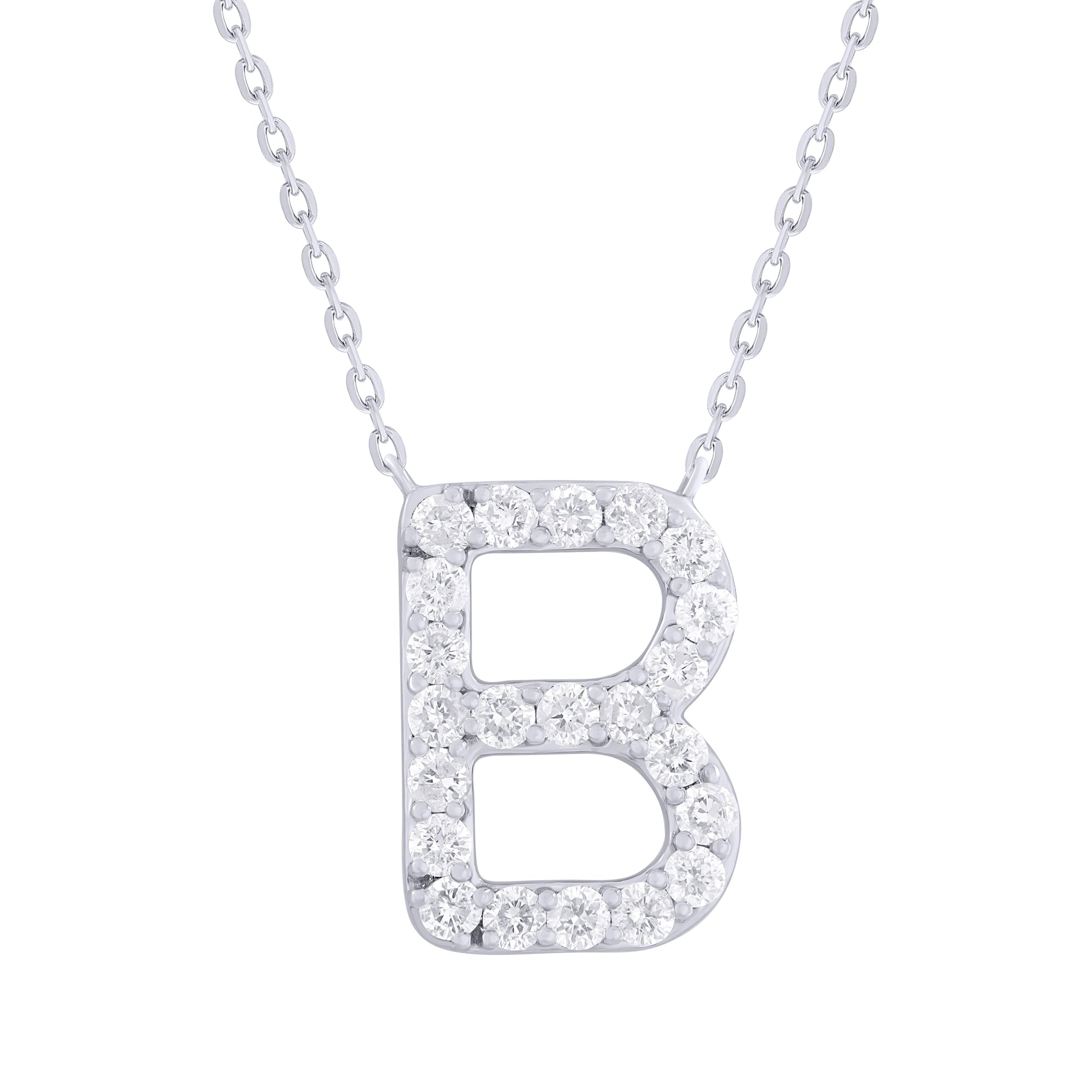 14K Gold Diamond Initial Necklace – 0.34ct - White