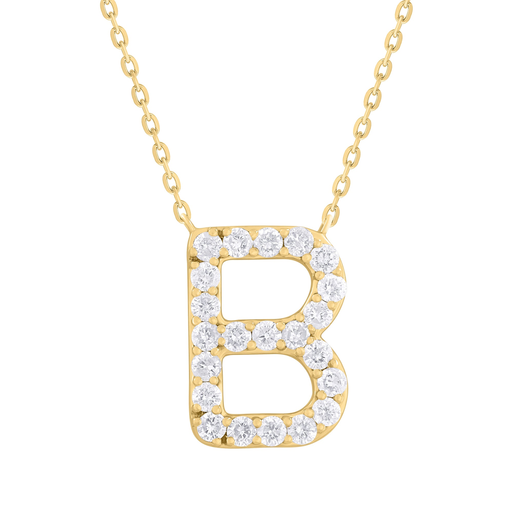 14K Gold Diamond Initial Necklace – 0.34ct - Yellow