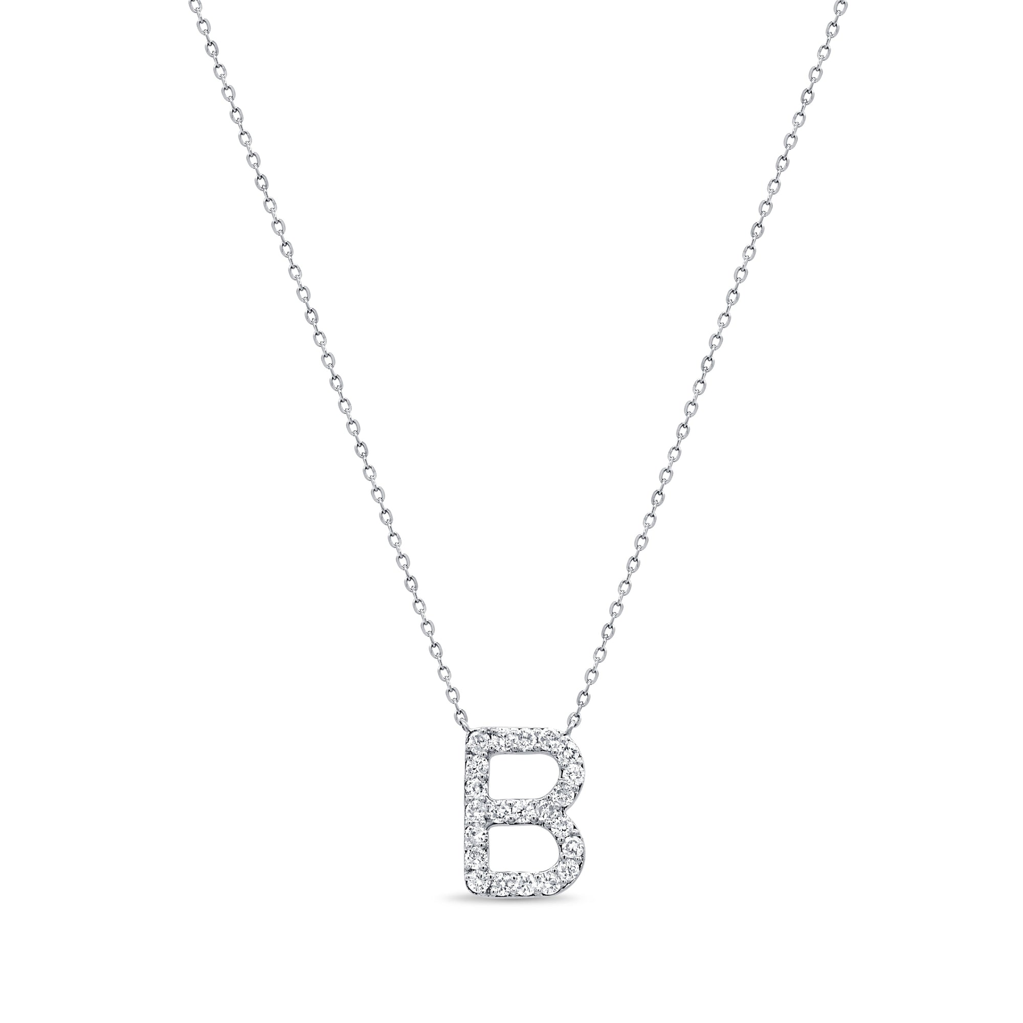 14K Gold Diamond Initial Necklace – 0.34ct - White