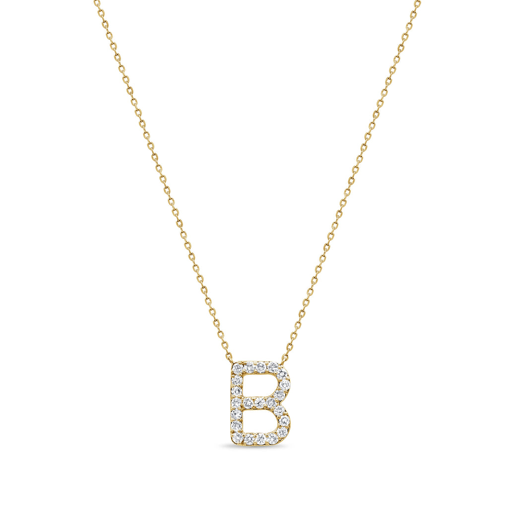 14K Gold Diamond Initial Necklace – 0.34ct - Yellow