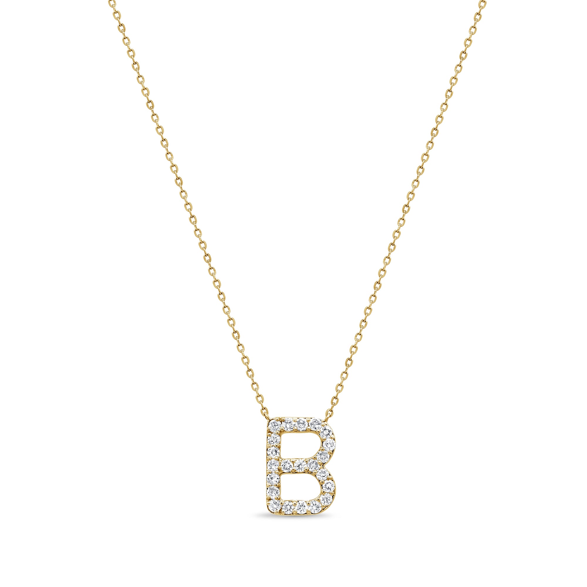 14K Gold Diamond Initial Necklace – 0.34ct - Yellow