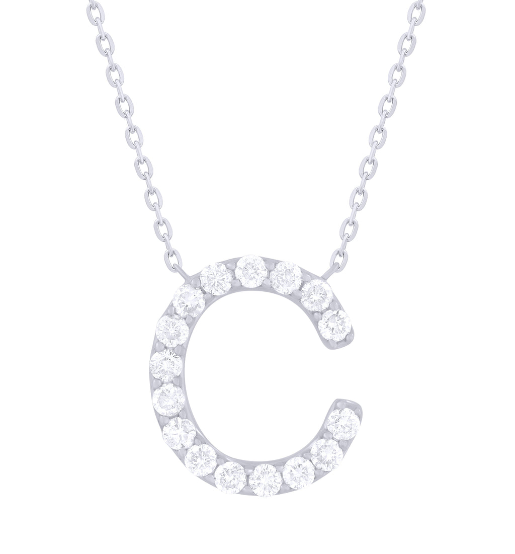 14K Gold Diamond Initial Necklace – 0.25ct-White