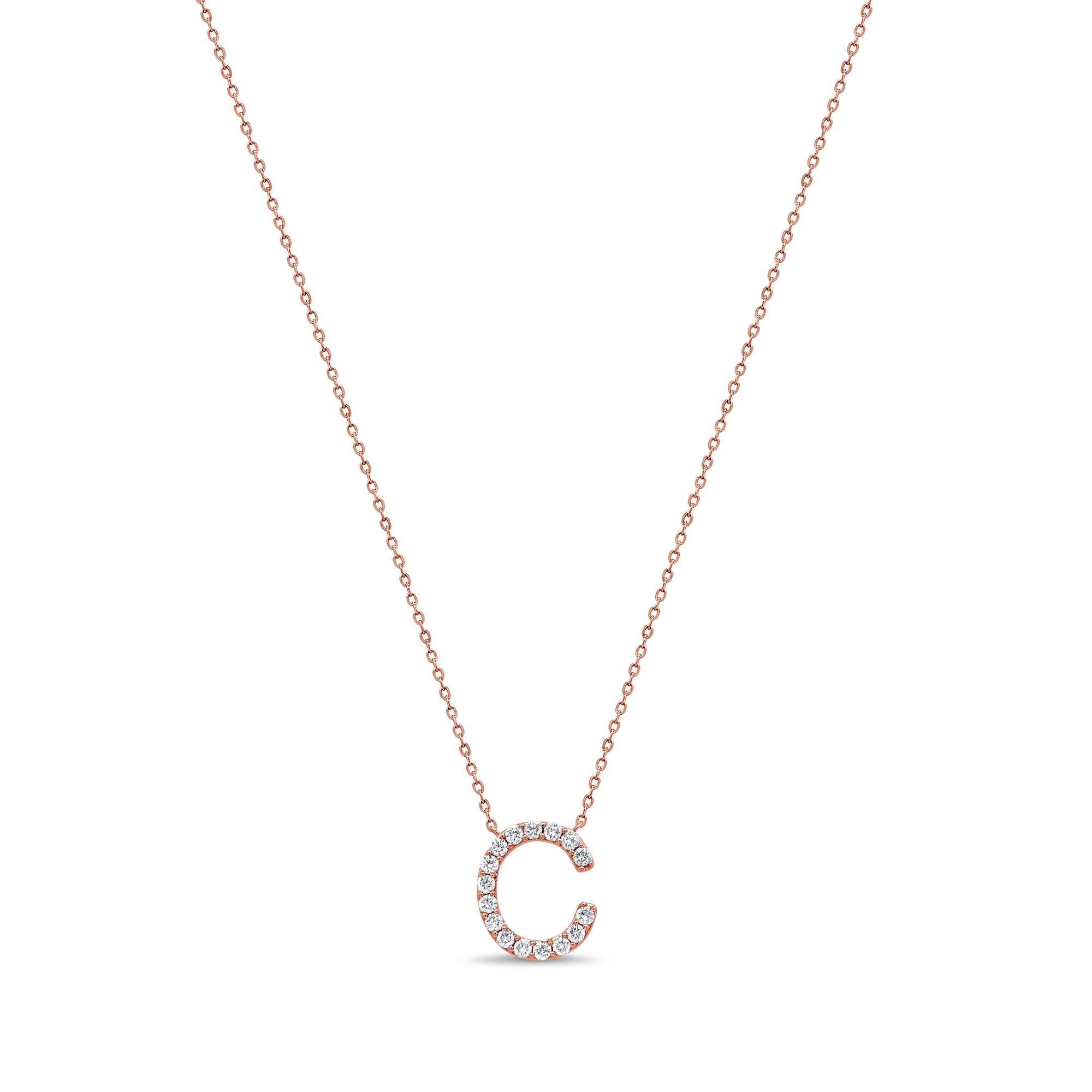14K Gold Diamond Initial Necklace – 0.25ct-Rose
