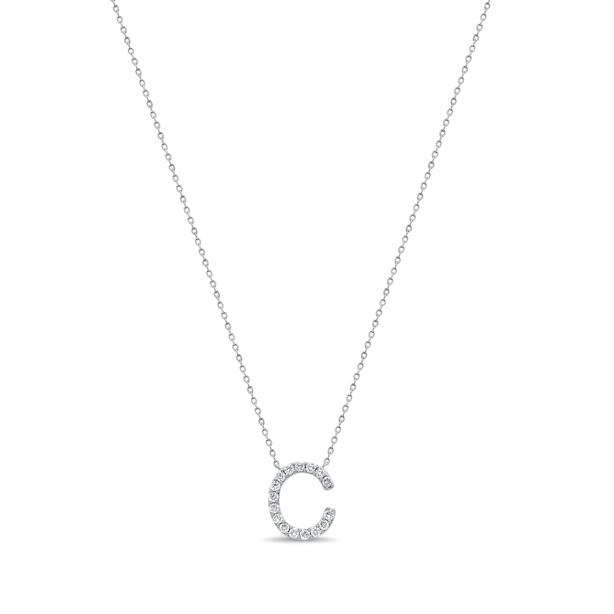 14K Gold Diamond Initial Necklace – 0.25ct-White