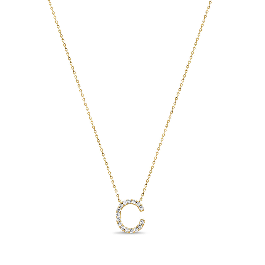14K Gold Diamond Initial Necklace – 0.25ct-Yellow