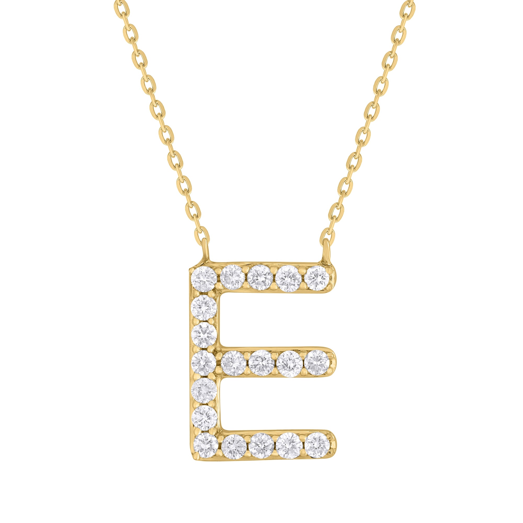 14K Gold Diamond Initial Necklace -Yellow