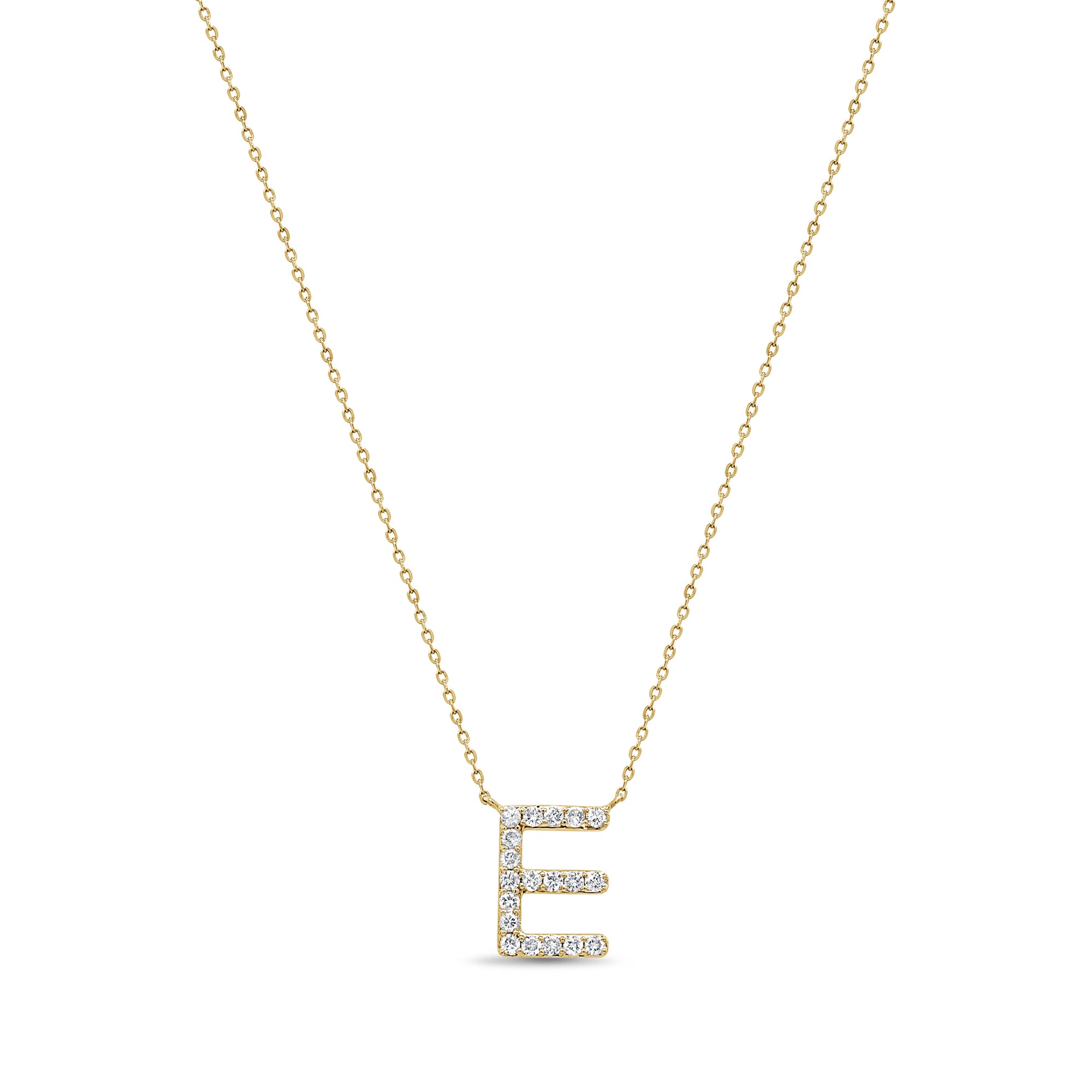 14K Gold Diamond Initial Necklace -Yellow