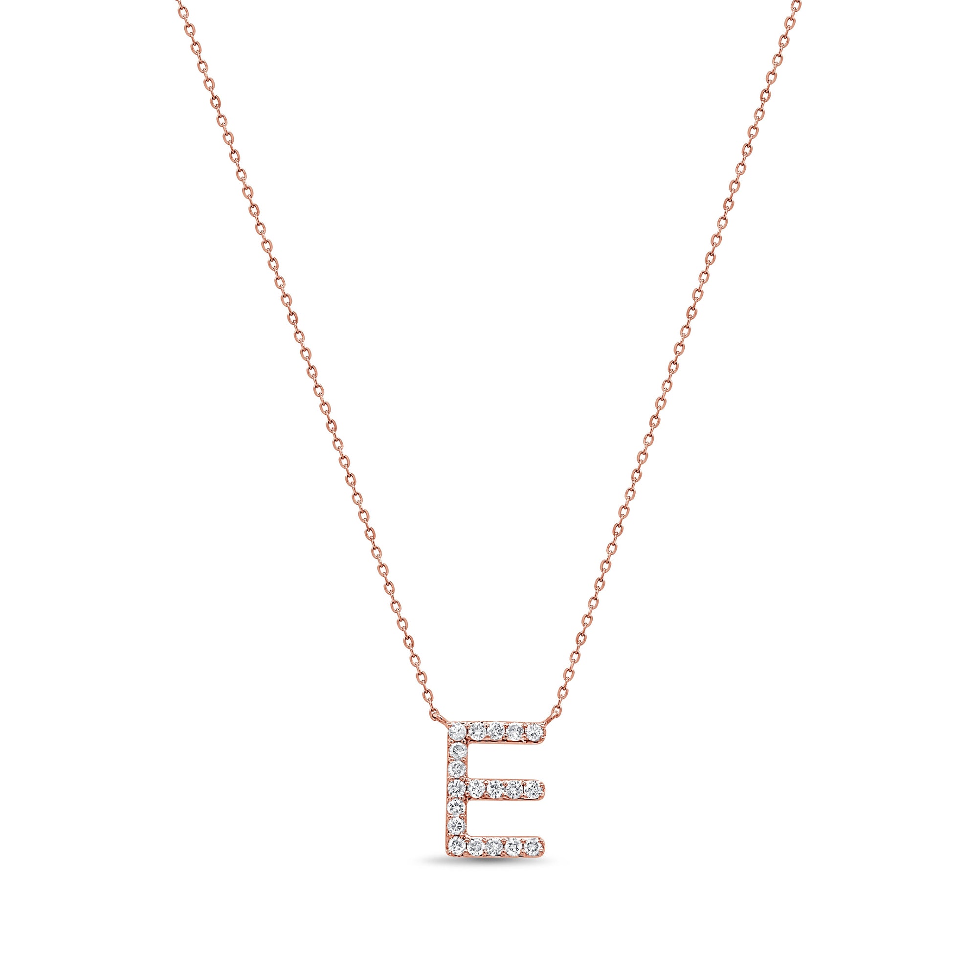 14K Gold Diamond Initial Necklace -Rose