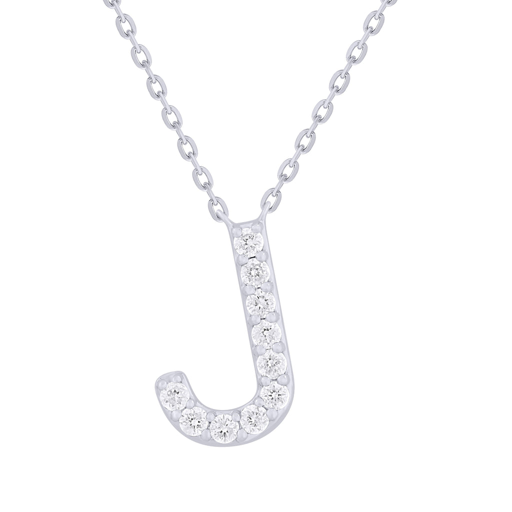 Diamond Initial “J” Necklace, 14K