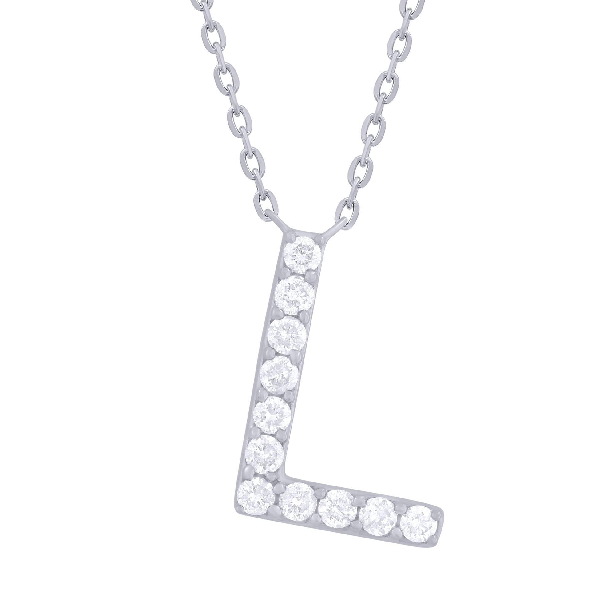 Diamond Initial “L” Necklace, 14K
