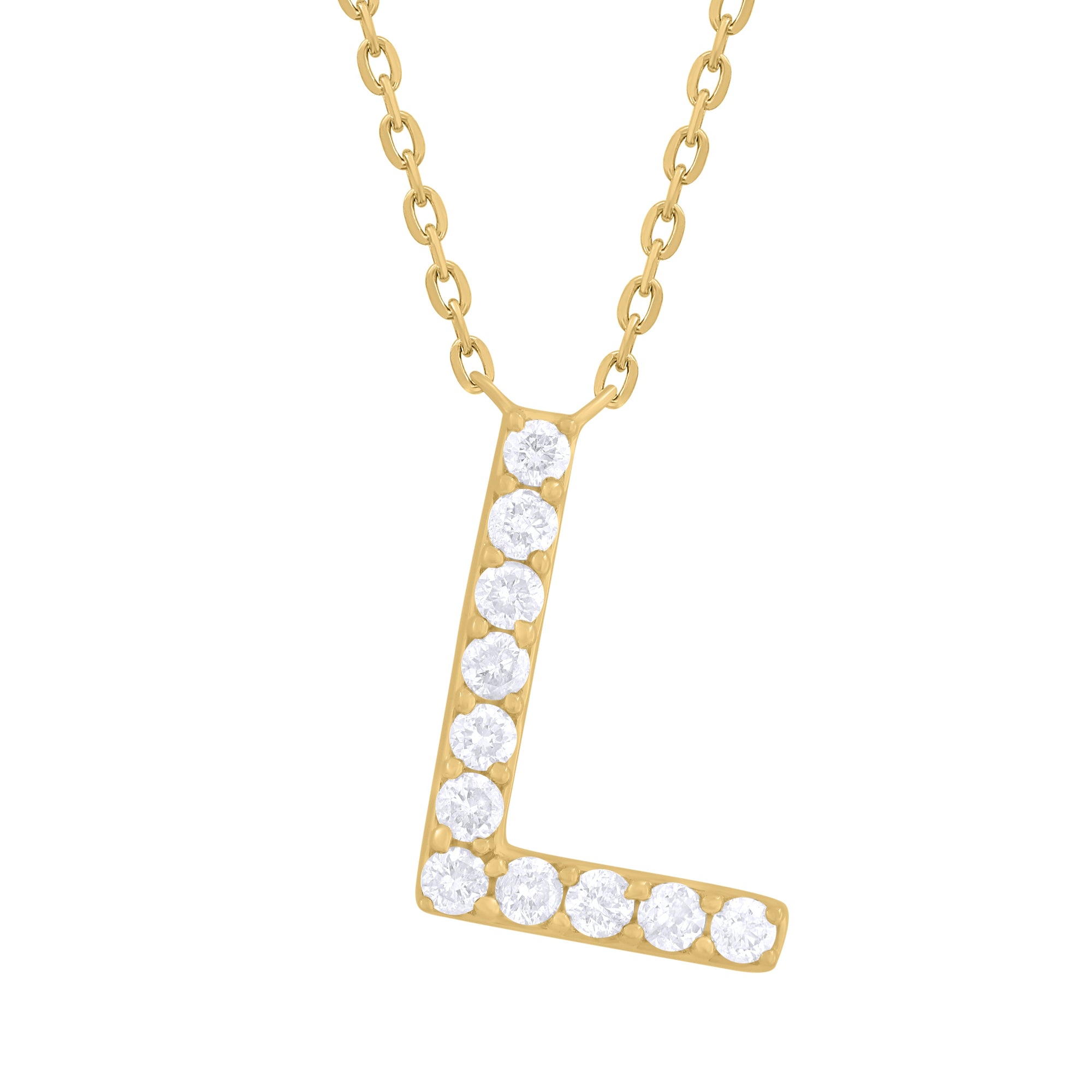 Diamond Initial “L” Necklace, 14K