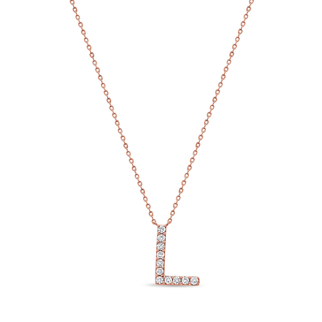 Diamond Initial “L” Necklace, 14K