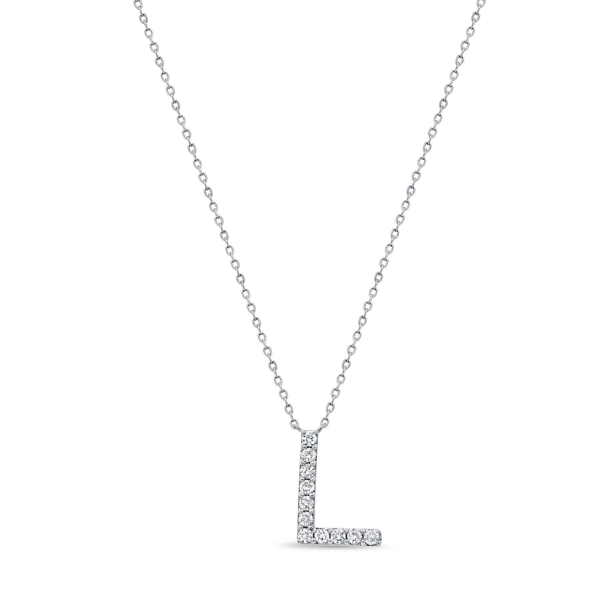 Diamond Initial “L” Necklace, 14K