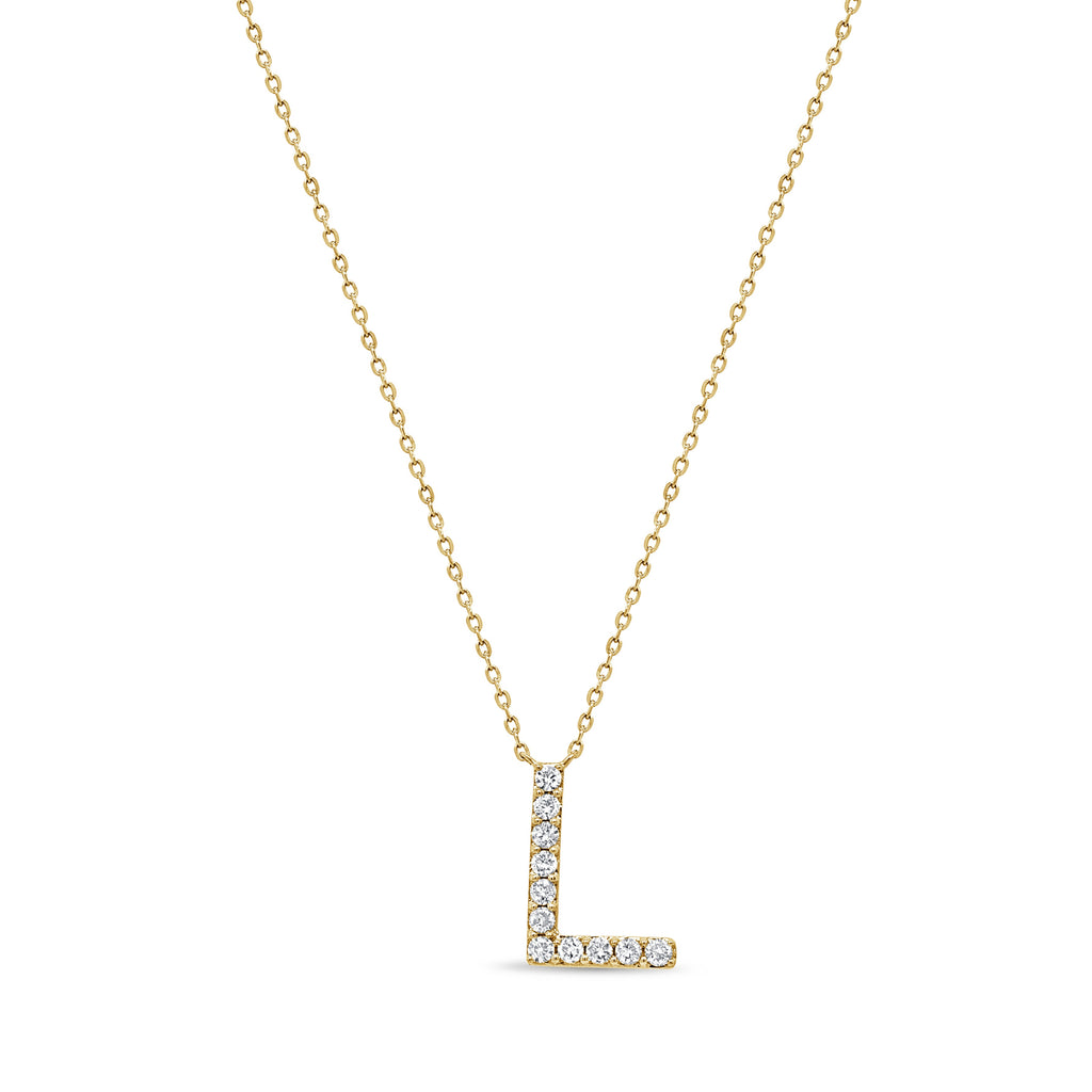 Diamond Initial “L” Necklace, 14K