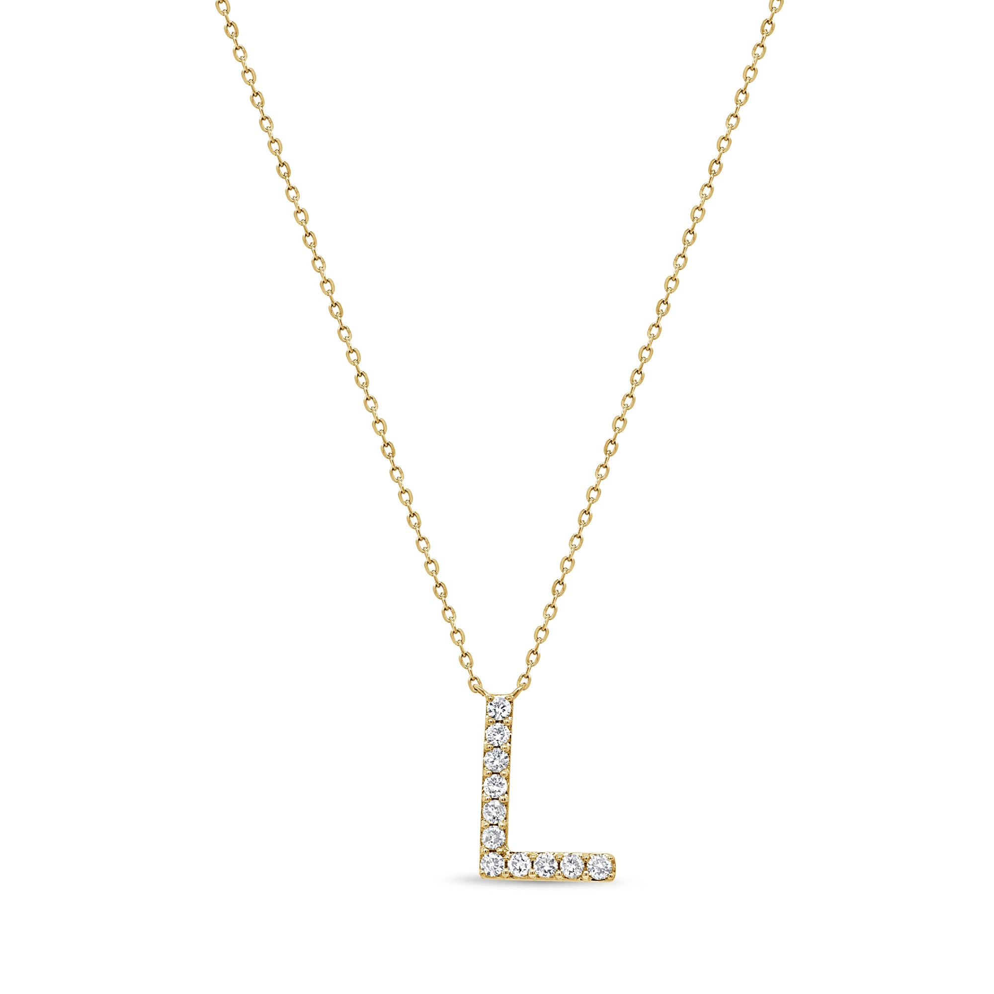 Diamond Initial “L” Necklace, 14K