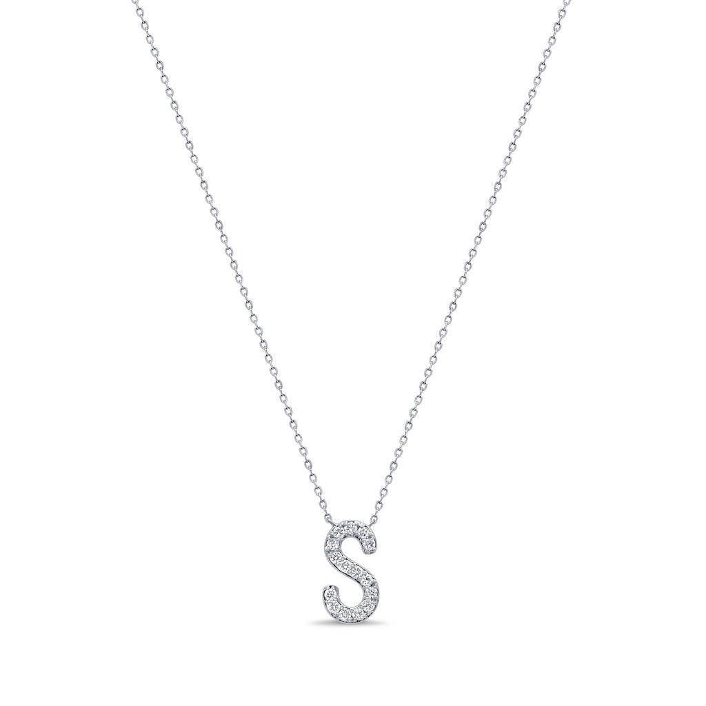 14K Gold & Diamond Initial Necklace-White