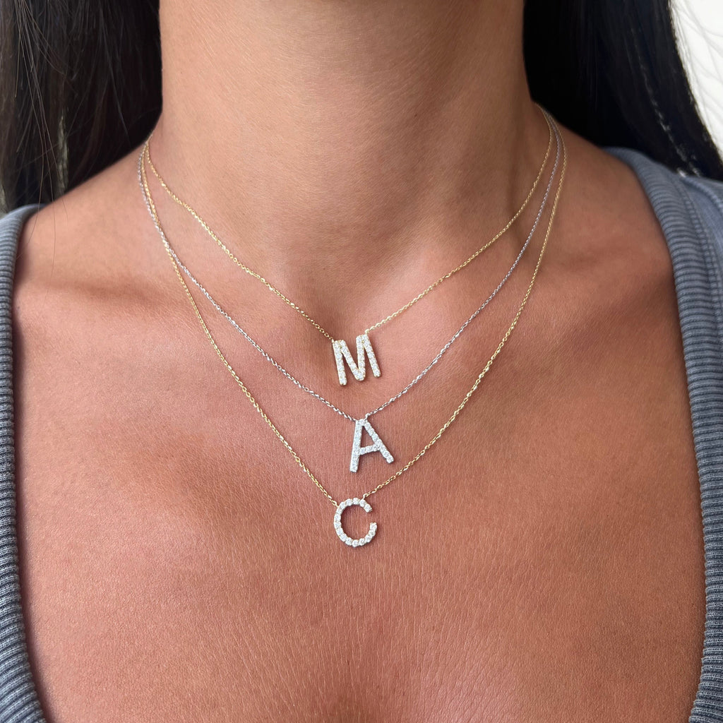 14K Gold Diamond Initial Necklace – 0.25ct