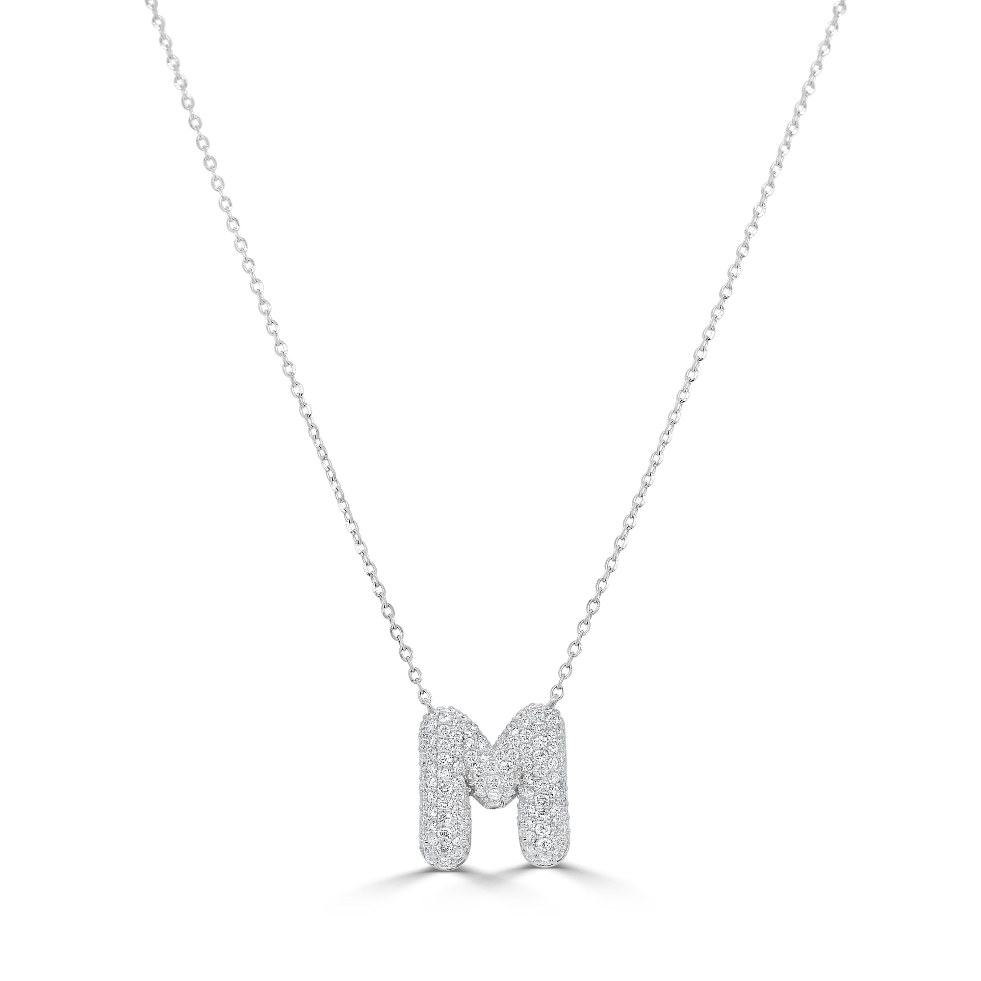 14K Gold Pavé Diamond Initial Necklace - White