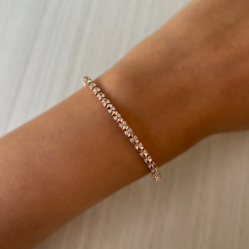 14K Gold Diamond Flexible Bangle