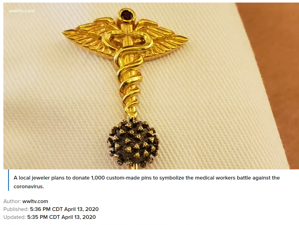 Jeweler offers unique pin to give to medical workers – 4WWL