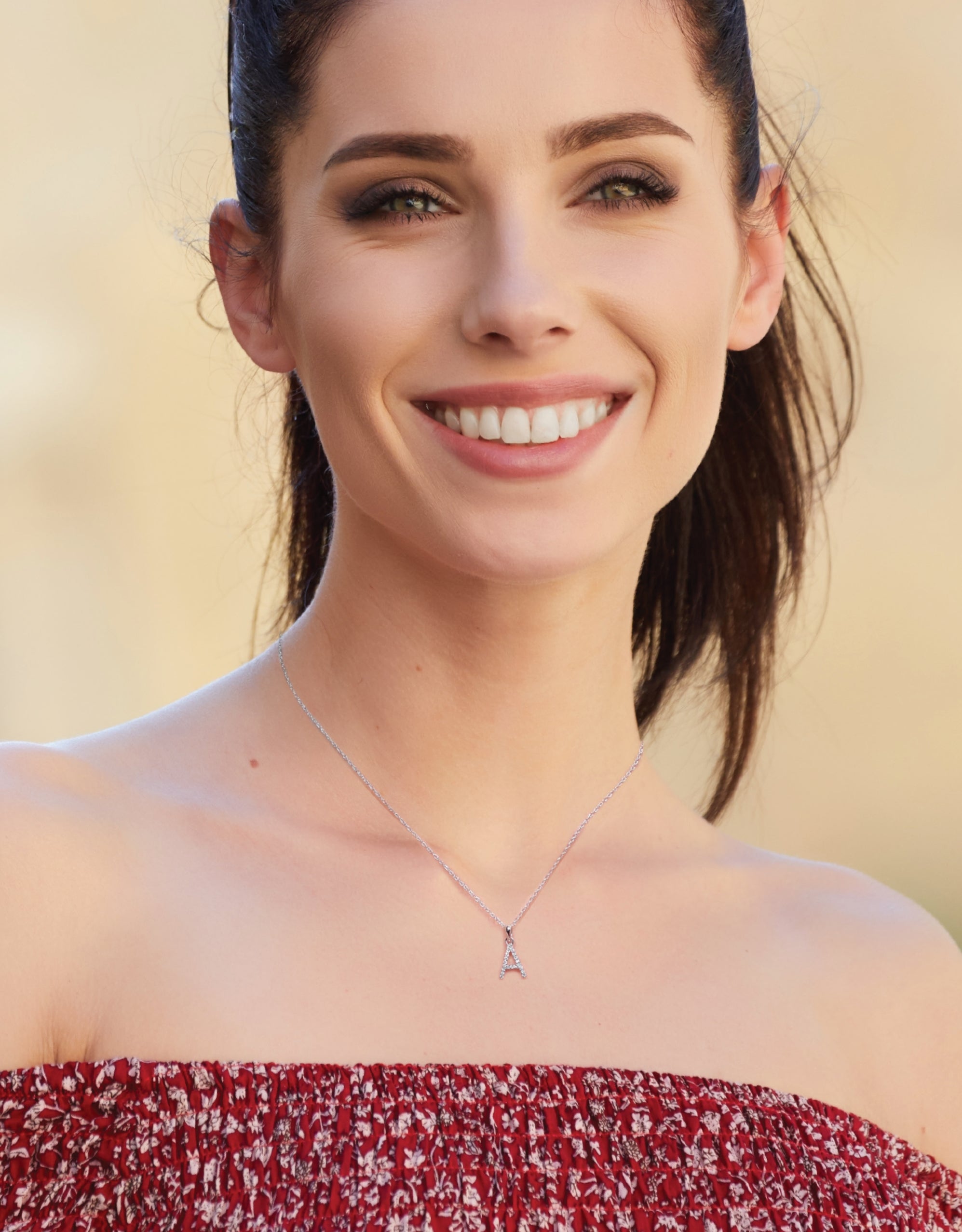 14K Gold Diamond Initial Pendant Necklace with Rope Chain