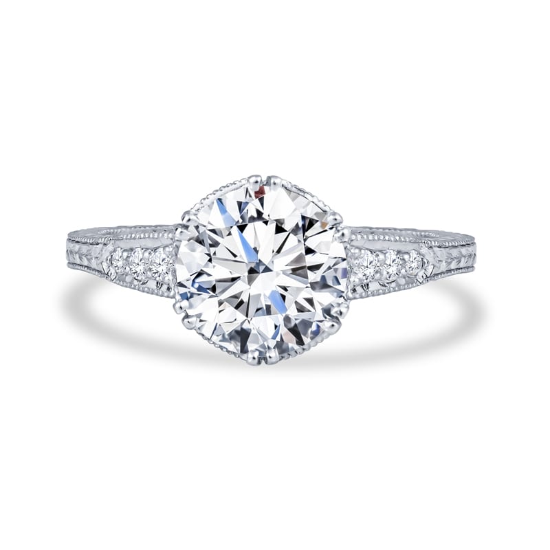 2.01 carat Round Brilliant Antique Style Engagement Ring