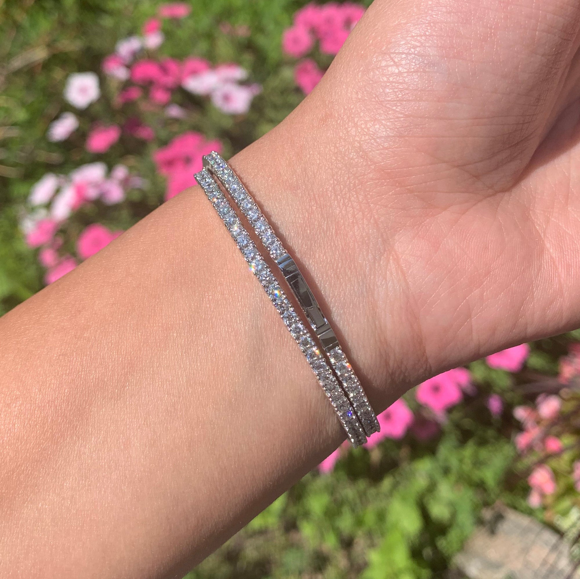 14K Gold Flexible 2-Row Diamond Bracelet