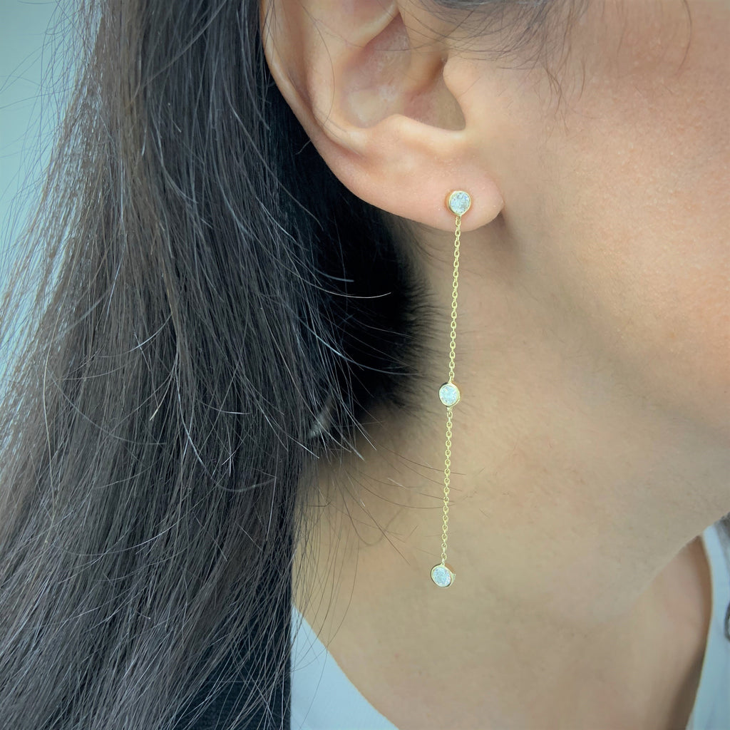 Diamond Dangle Earrings, 14K