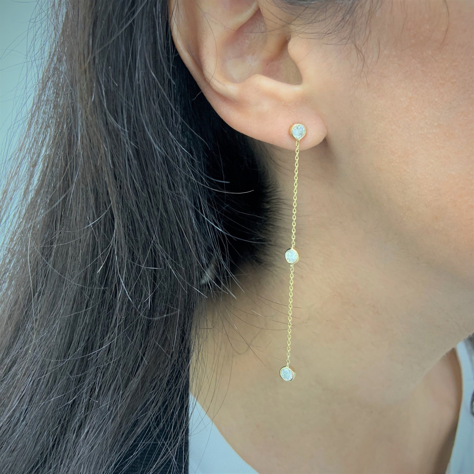 Diamond Dangle Earrings, 14K