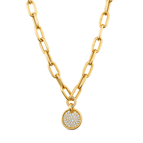 Diamond Pendant Gold Link Chain Necklace