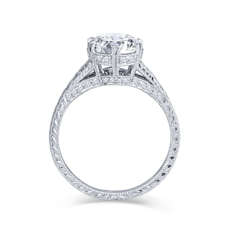 2.01 carat Round Brilliant Antique Style Engagement Ring