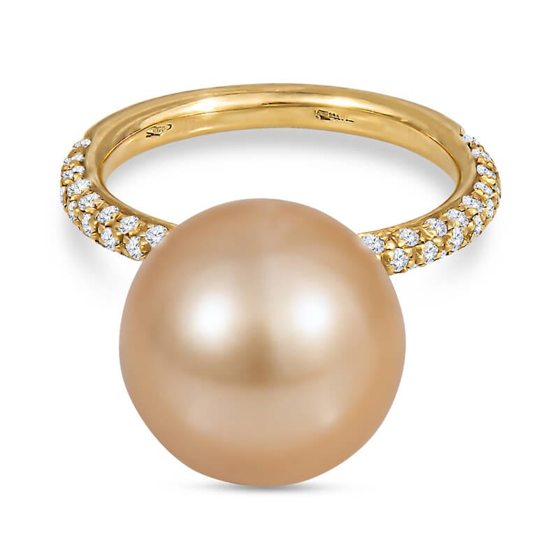 Gold Pearl and Diamond Dangle Ring - Valobra Jewelry