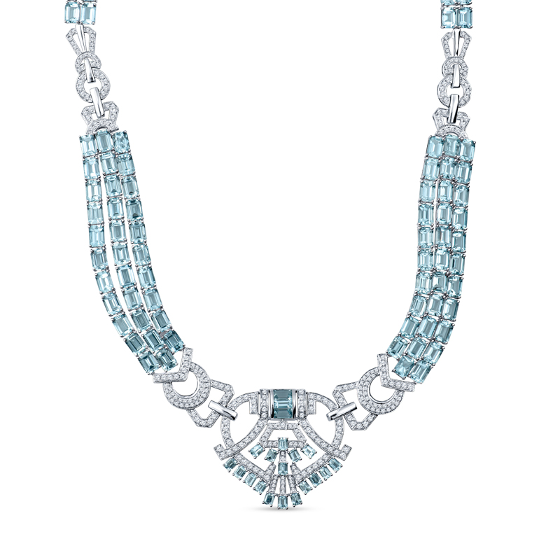 1920's Design Platinum & 14K WG Pendant Necklace w/ Diamonds
